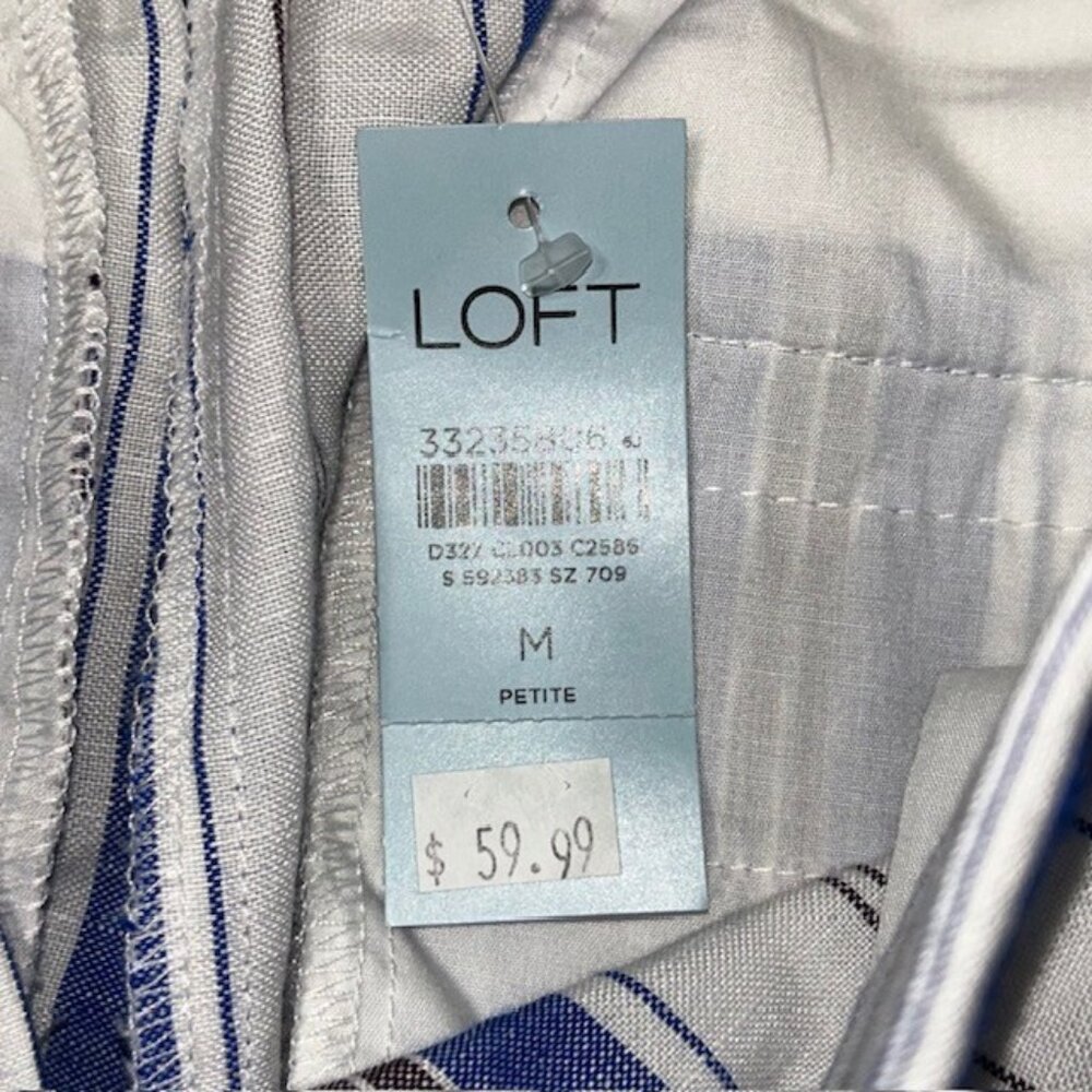 Loft Womens Striped Elastic Waist Pants MP Size Medium Petite NWT NEW - Picture 3 of 5